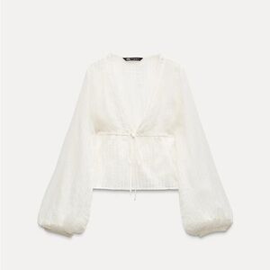 Zara Cream V-Neck Blouse